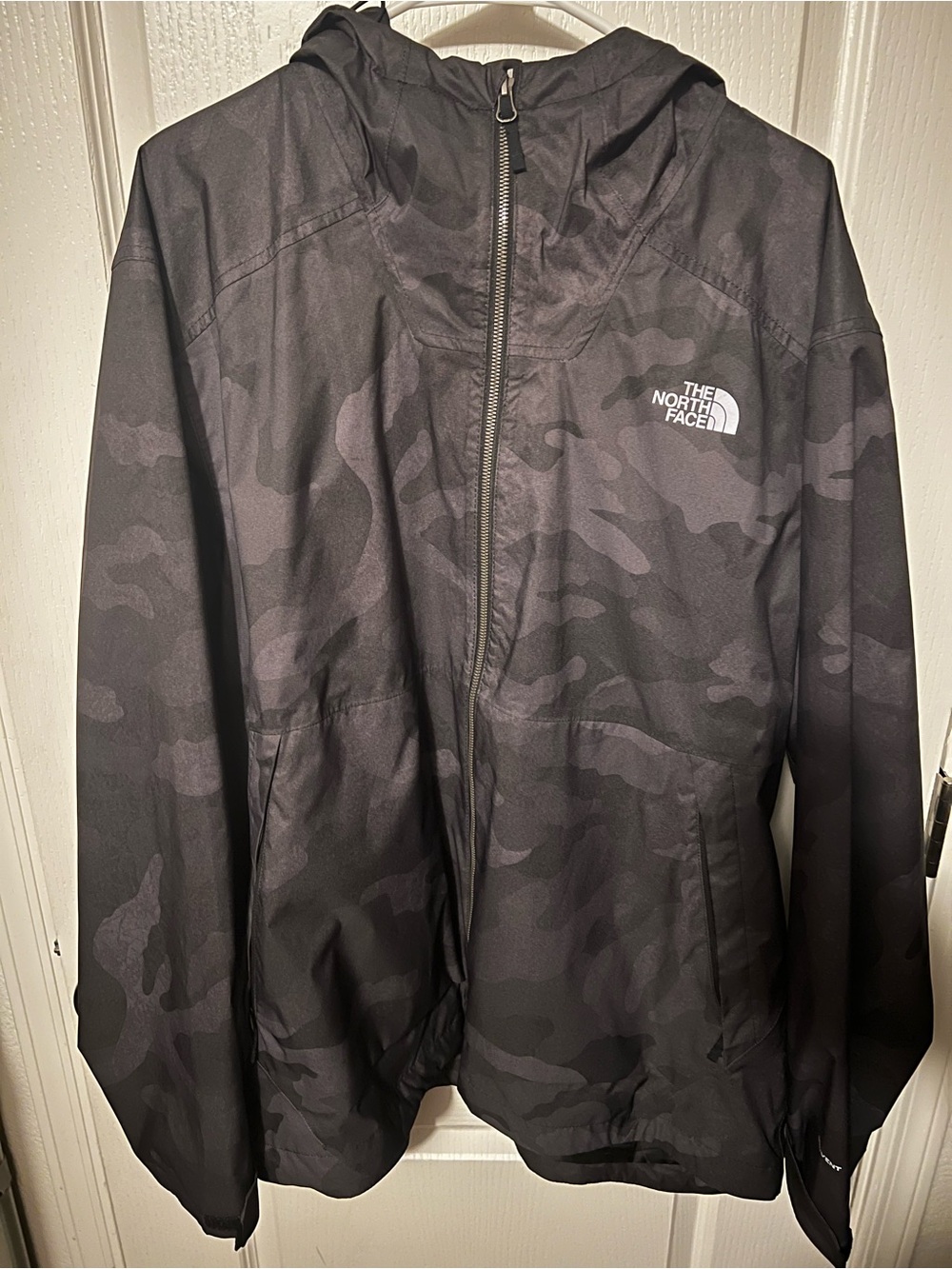 The North Face Men's Black Camo Hooded Rain Jacket